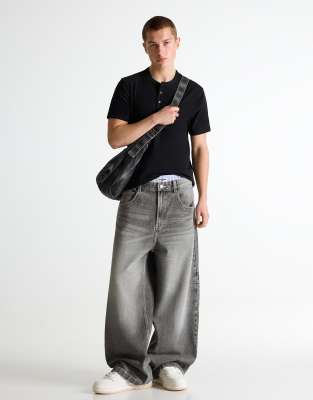 Superweite Jeans in Hellgrau Grau 34