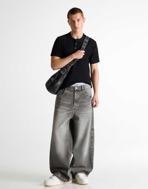 Bershka – Superweite Jeans in Hellgrau - view 1