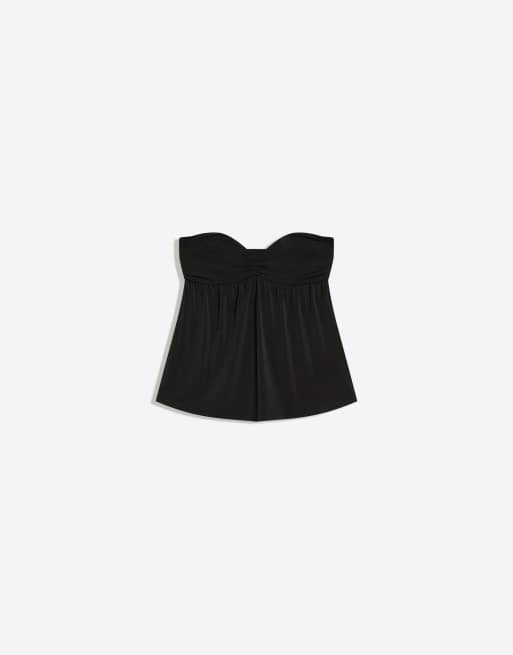 Bershka – Svart bandeau-topp med knut baktill, 4 av 4