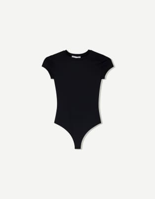 Bershka – Svart body med korta ärmar - view 1