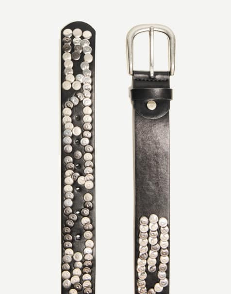 Bershka – Svart, brett skärp med nitar - view 1