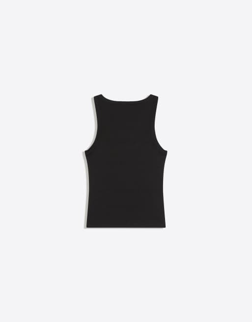 Bershka – Svart, enkelt, ribbat linne, 6 av 6