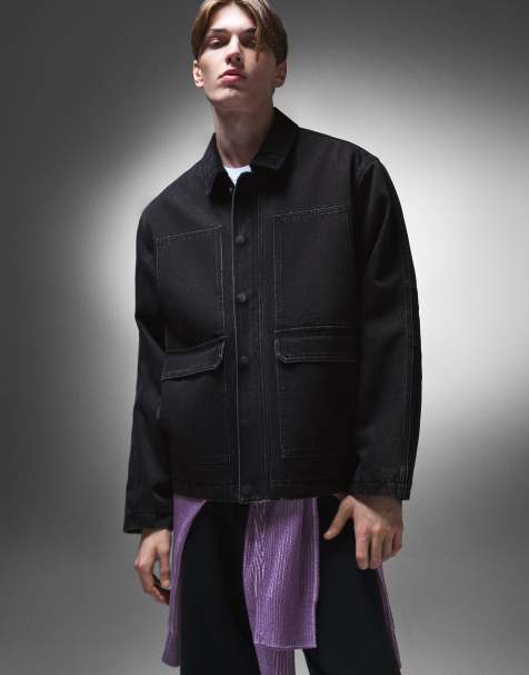 Bershka – Svart jeansjacka med fickor - view 1