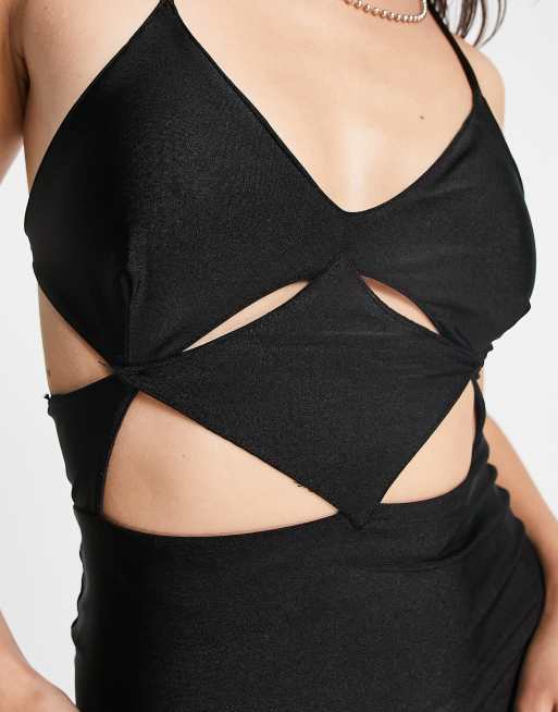 Bershka – Svart klänning med flera utskurna detaljer, 3 av 4