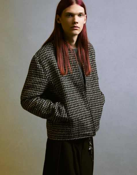 Bershka – Svart, kort jacka i chenille - view 1