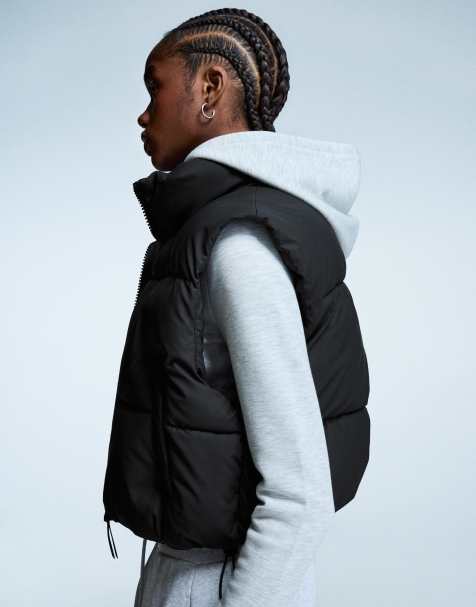 Bershka – Svart, kort pufferväst - view 1