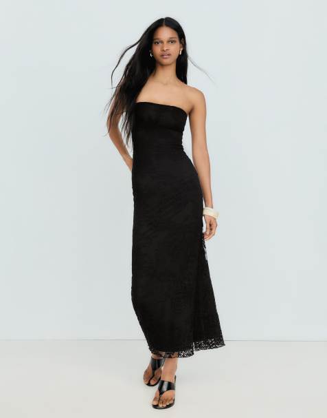 Bershka – Svart, rustik miniklänning med bandeau-ringning - view 1