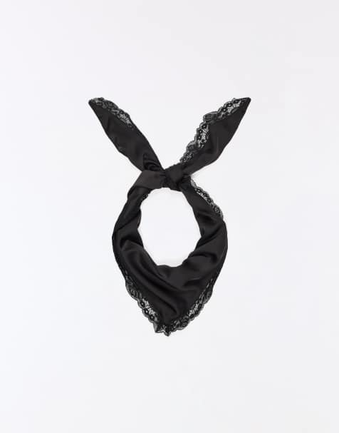 Bershka – Svart scarf i satinimitation och spets - view 1