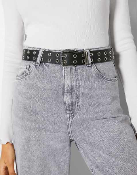 Bershka – Svart skärp i läderimitation med öljetter - view 1