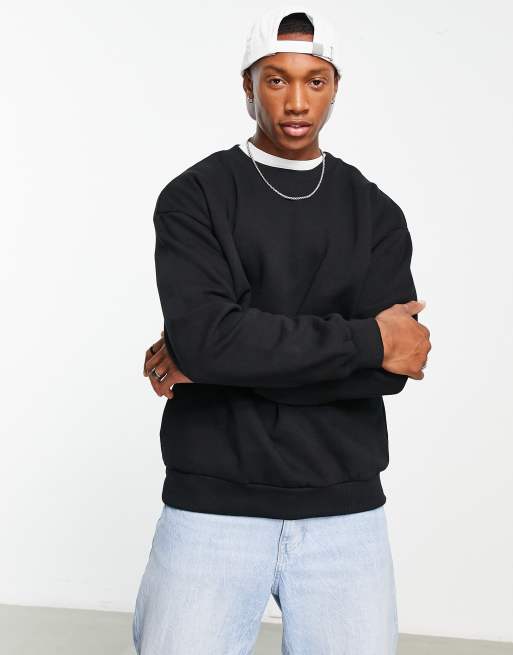 Bershka – Svart sweatshirt med rund halsringning