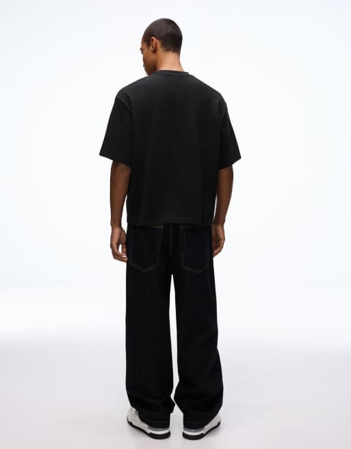 Bershka – Svart t-shirt i oversize med korta ärmar och boxig passform, 2 av 4