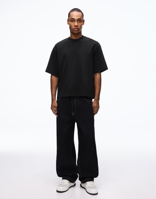 Bershka – Svart t-shirt i oversize med korta ärmar och boxig passform, 3 av 4