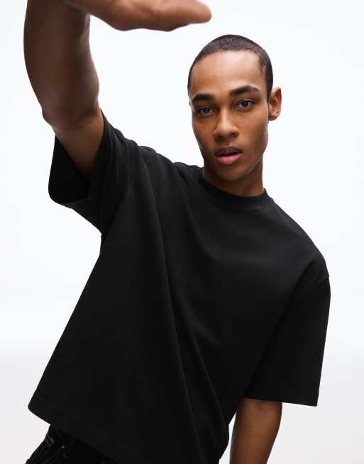 Bershka – Svart t-shirt i oversize med korta ärmar och boxig passform, 4 av 4
