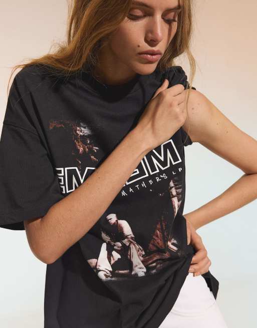 Bershka – Svart t-shirt i oversize med korta ärmar och Eminem-tryck, 2 av 5