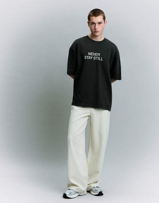 Bershka – Svart t-shirt med korta ärmar och tryck, 3 av 4