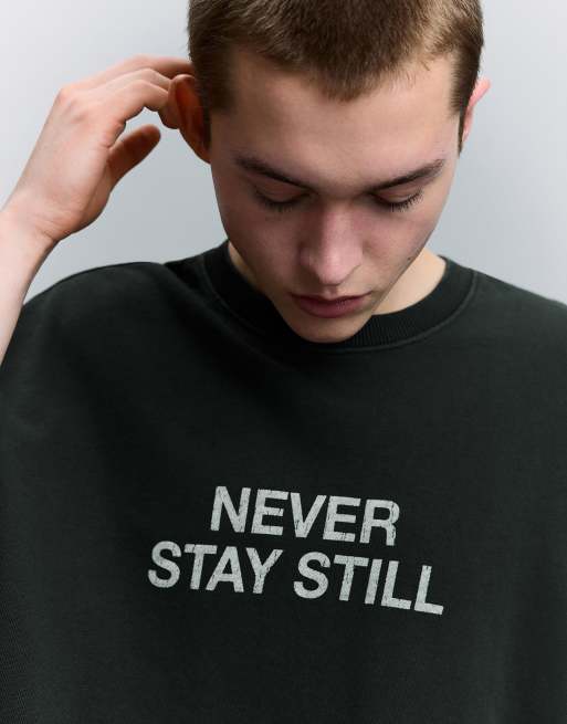 Bershka – Svart t-shirt med korta ärmar och tryck, 4 av 4