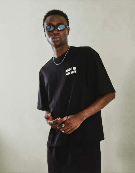 Bershka – Svart t-shirt med korta ärmar och tryck - view 1