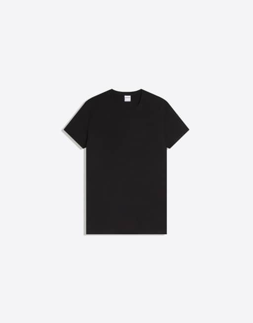 Bershka – Svart t-shirt med korta ärmar och uppvikt kant, 5 av 6