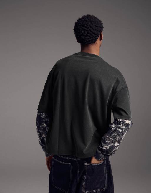 Bershka – Svart t-shirt med långa ärmar och It-tryck, 2 av 4
