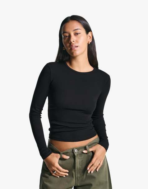 Bershka – Svart topp med långa ärmar - view 1