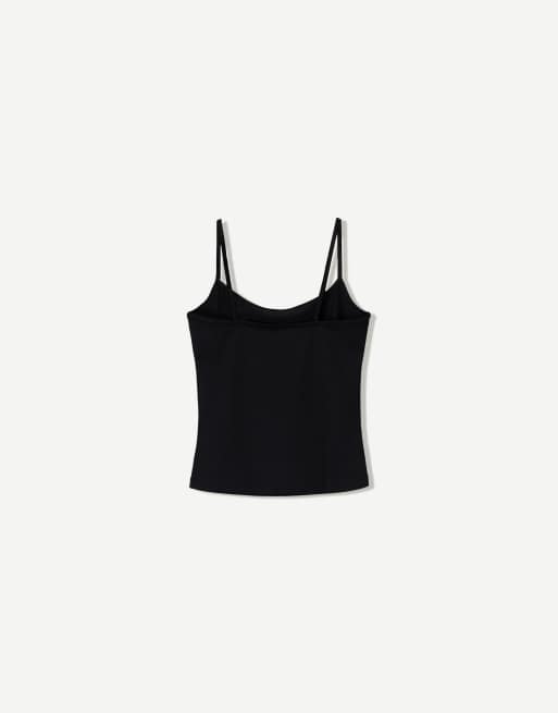 Bershka – Svart topp med smala axelband, 6 av 6