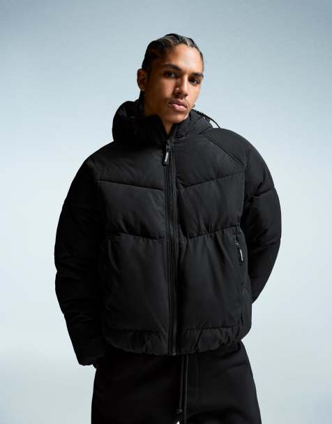 Bershka – Svart vadderad jacka med huva - view 1