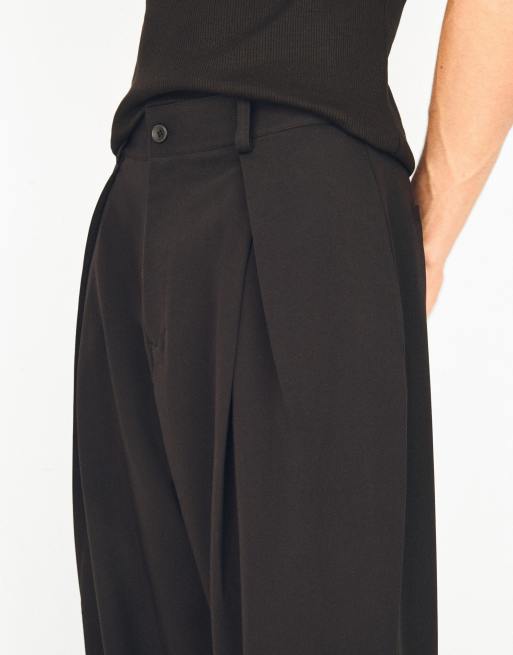 Bershka – Svarta, baggy byxor med veck, 4 av 5