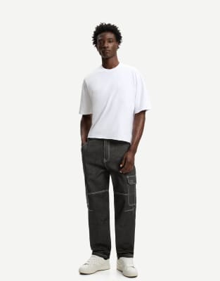 Bershka – Svarta, baggy jeans i cargostil - view 1