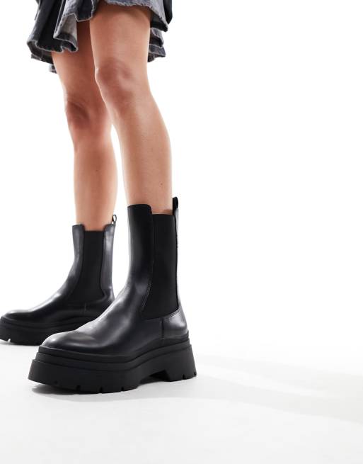 Bershka – Svarta chelseaboots med grov sula