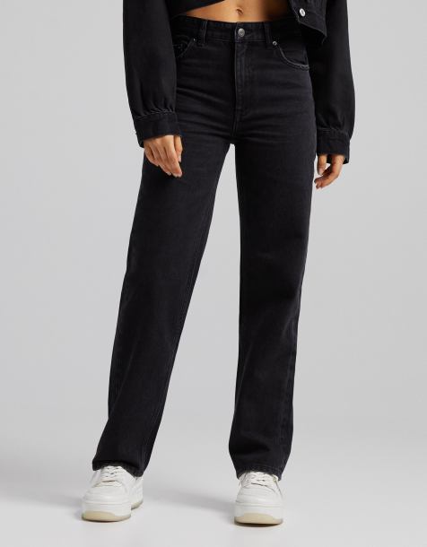 Bershka – Svarta dad jeans med hög midja - view 1