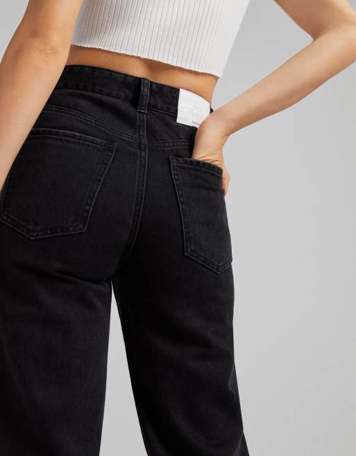 Bershka – Svarta dad jeans med hög midja, 3 av 4