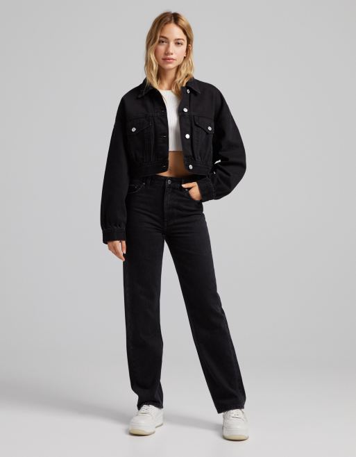 Bershka – Svarta dad jeans med hög midja, 4 av 4
