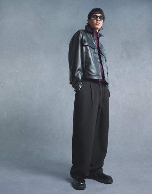 Bershka – Svarta, figursydda, extra baggy byxor, 4 av 4