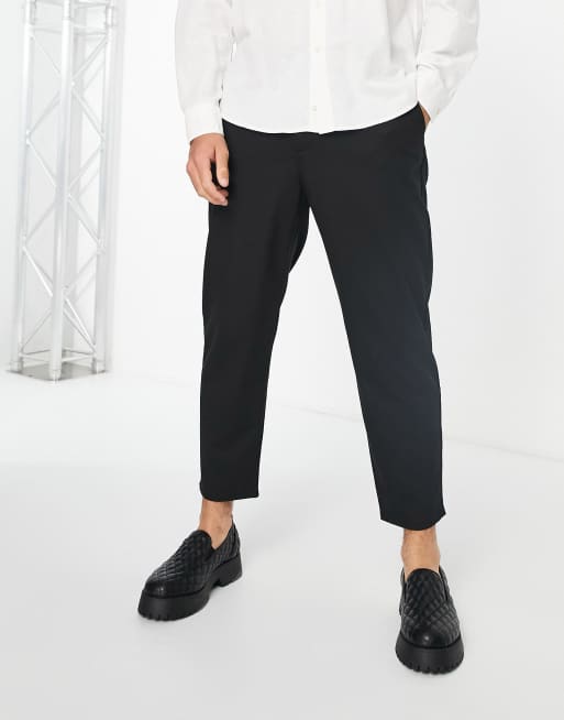 Bershka – Svarta formella byxor med ledig passform