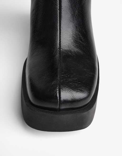 Bershka – Svarta, högklackade boots med platåsula, 3 av 6