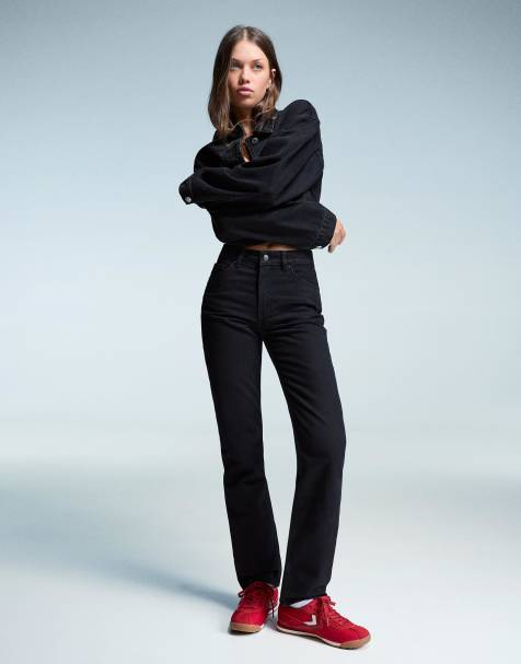 Bershka – Svarta jeans med rak passform - view 1