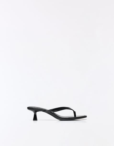 Bershka – Svarta klacksandaler med tårem - view 1