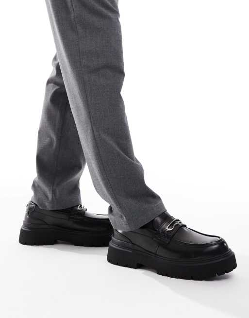 Bershka – Svarta loafers med grovt spänne