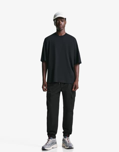 Bershka – Svarta mjukisbyxor i cargostil - view 1