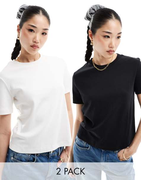 Bershka – Svarta och vita T-shirts i oversize, 2-pack - view 1