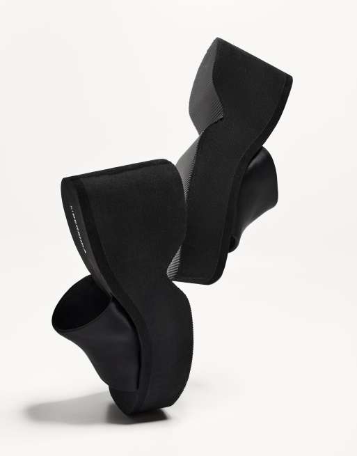 Bershka – Svarta platåsandaler med öppen häl, 3 av 4