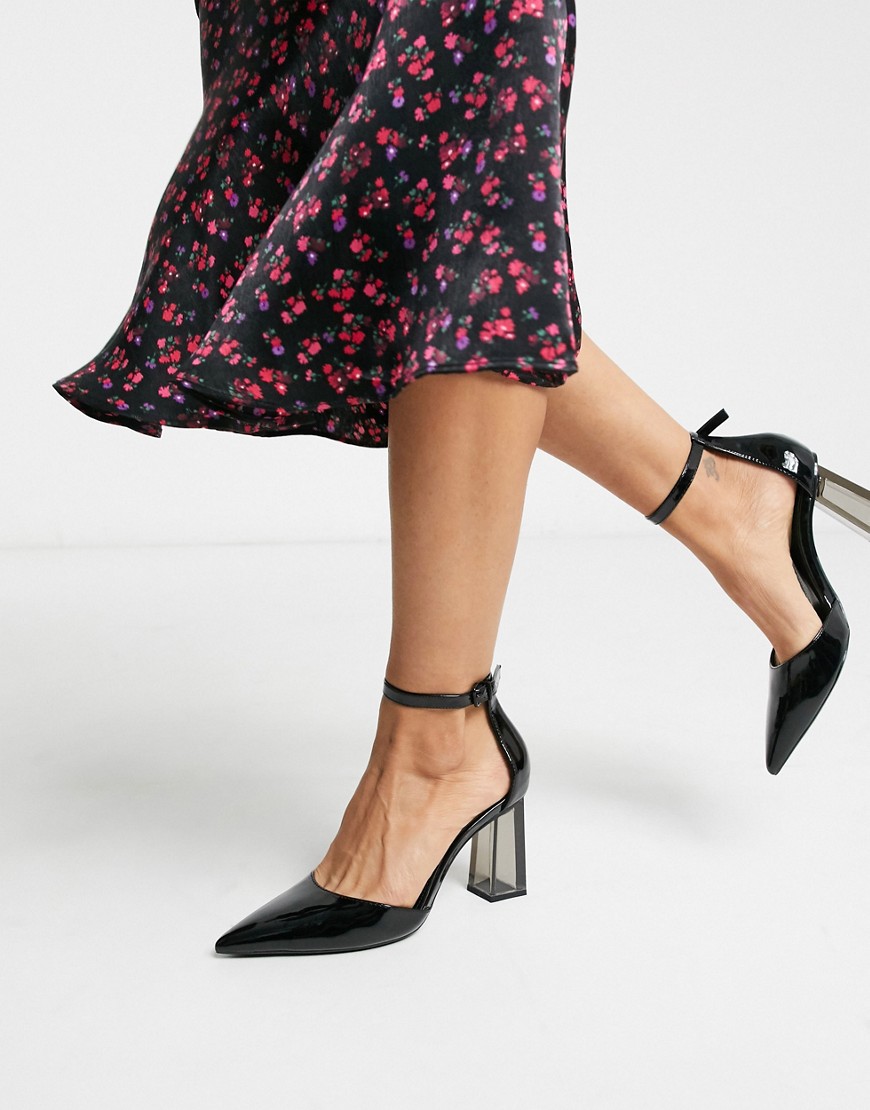 Bershka – Svarta skor med stängd tå och genomskinlig klack