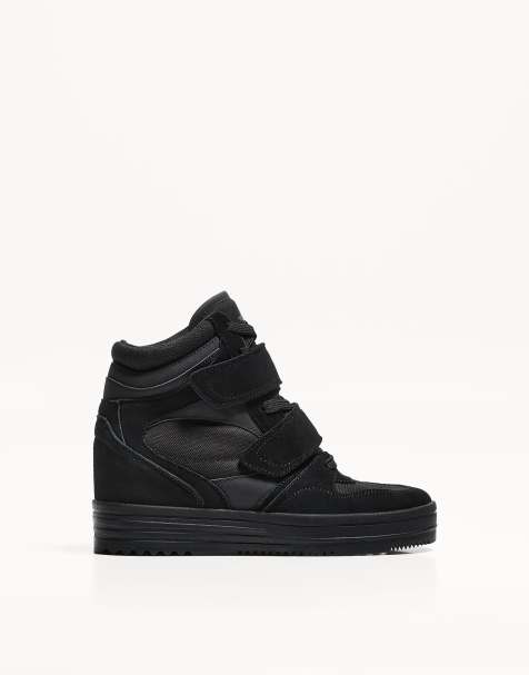 Bershka – Svarta sneakers med högt skaft och insida med kilklack - view 1