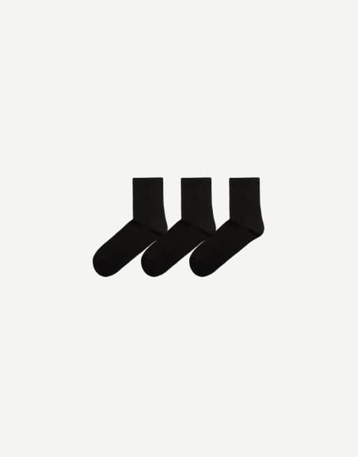 Bershka – Svarta, sportiga strumpor, 3 par