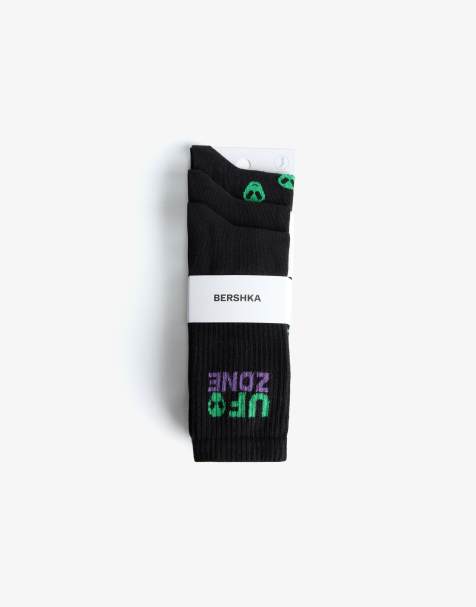 Bershka – Svarta strumpor med mönster, 3-pack - view 1