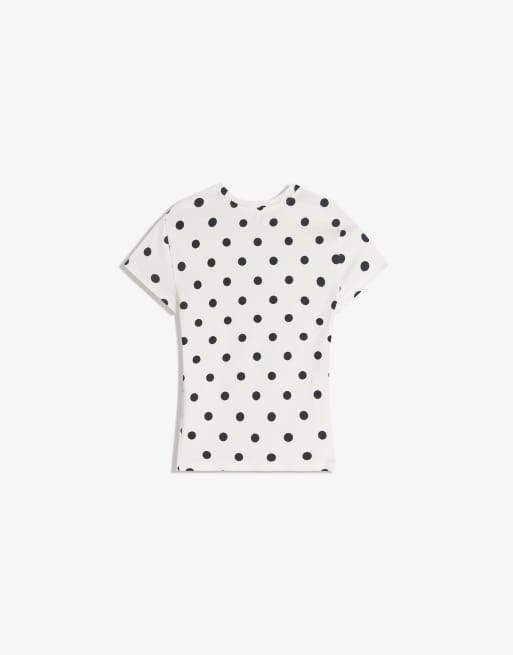 Bershka – Svartvit t-shirt med rund halsringning och korta ärmar, 6 av 6
