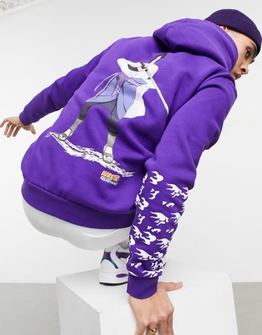 Bershka - Sweat à capuche à imprimé manga au dos - Violet | ASOS