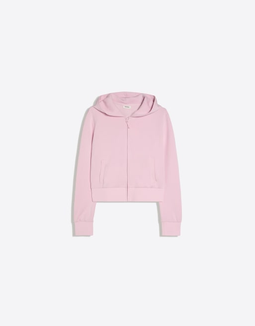 Bershka - Sweat à capuche avec fermeture éclair - Rose clair, 5 de 5