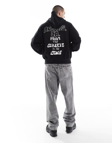 Bershka - Sweat à capuche avec imprimé Los Angeles - Noir - view 1