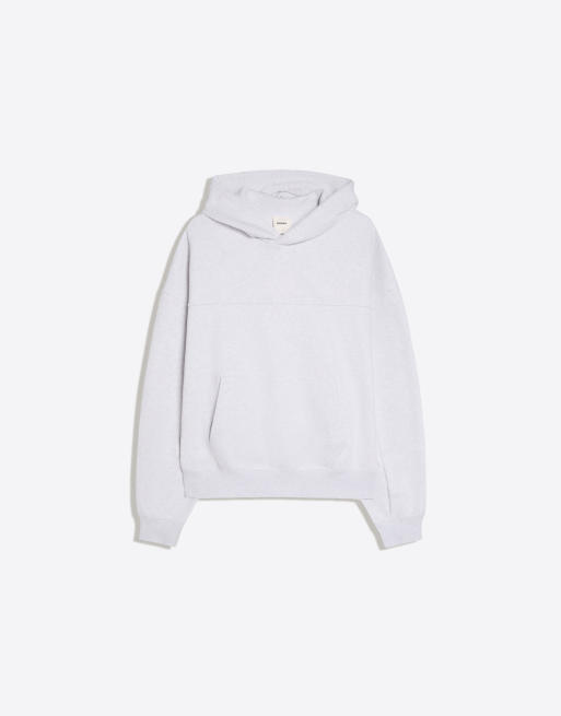 Bershka - Sweat à capuche basique coupe carrée - Gris clair, 5 de 6